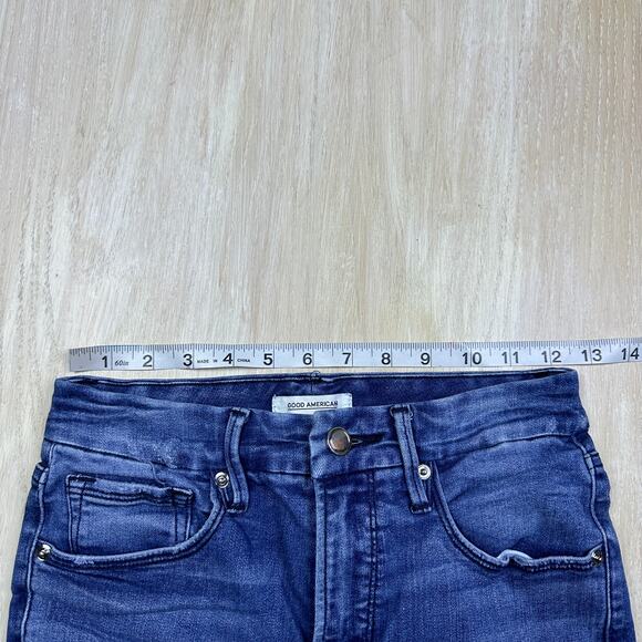 Good American Good Waist Distressed Skinny Stretch Slim Denim Jeans GW113T 4/27 - Picture 10 of 16